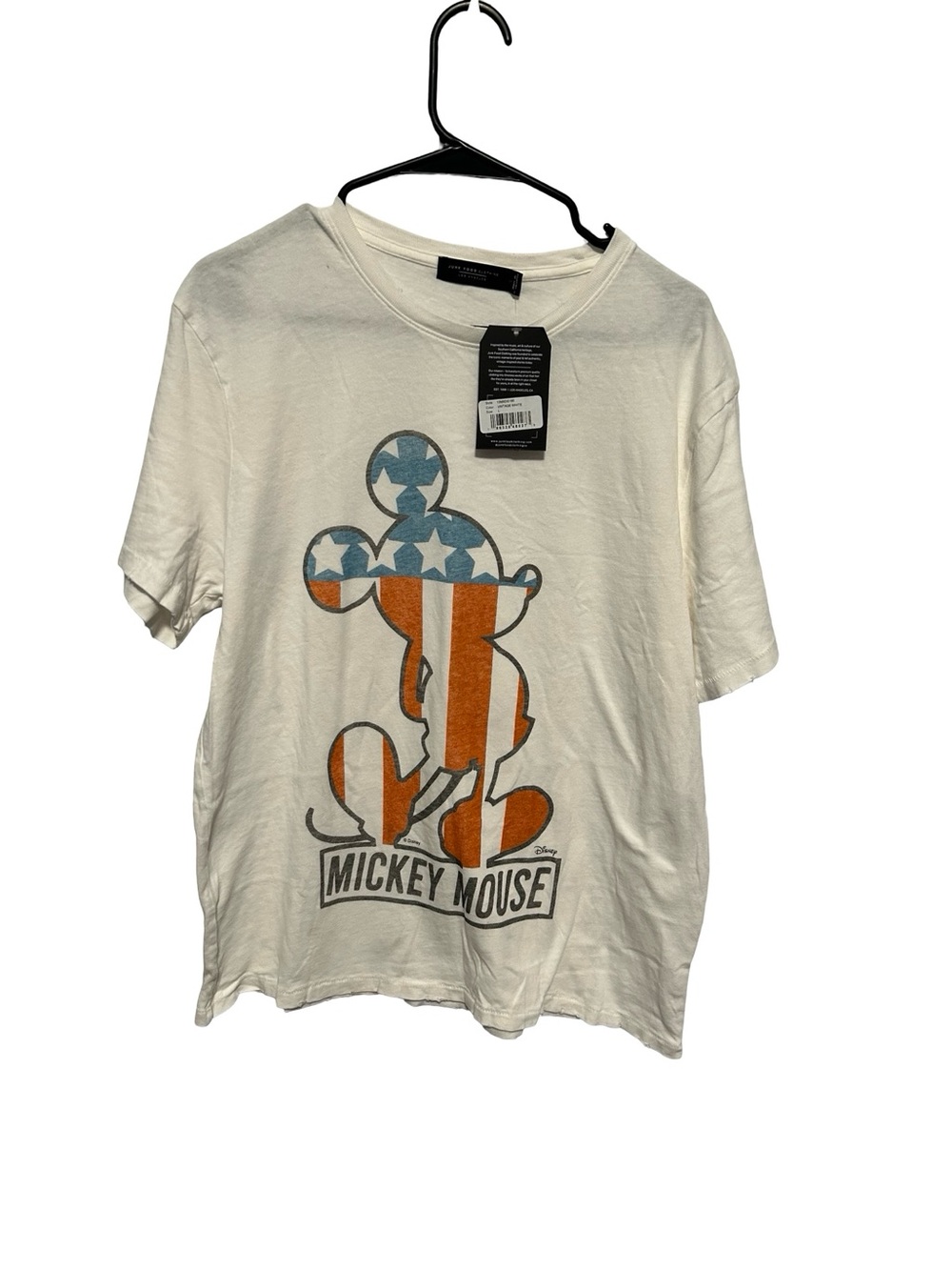 Disney Mickey Mouse Graphic Tee - White with Red & Blue Stars/Stripes